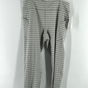 Gaiam Striped Athleisure Leggings Pants XL Comfort Fit Pockets Activewear